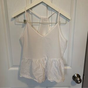 SHEIN White Eyelet Peplum Camisole Tank